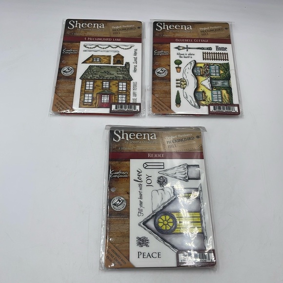 Sheena Douglass Rubber Stamp Lot of 3 Mockingbird Lane, Rejoice & Bluebell Cotta - Picture 1 of 5